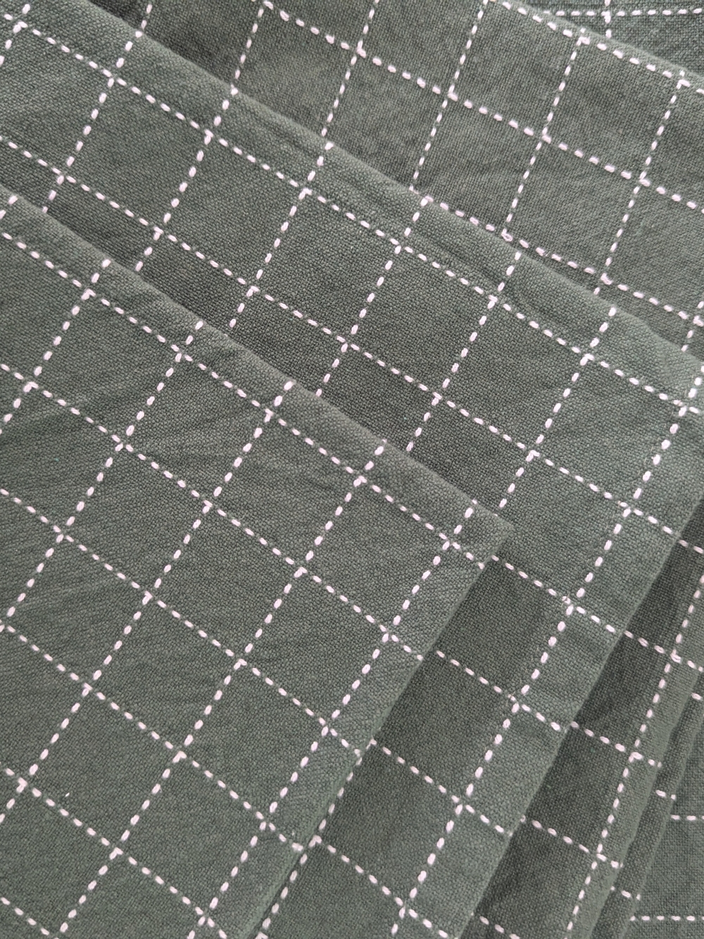 Set of 4 Forest Green Windowpane Check Cotton Cloth Napkins